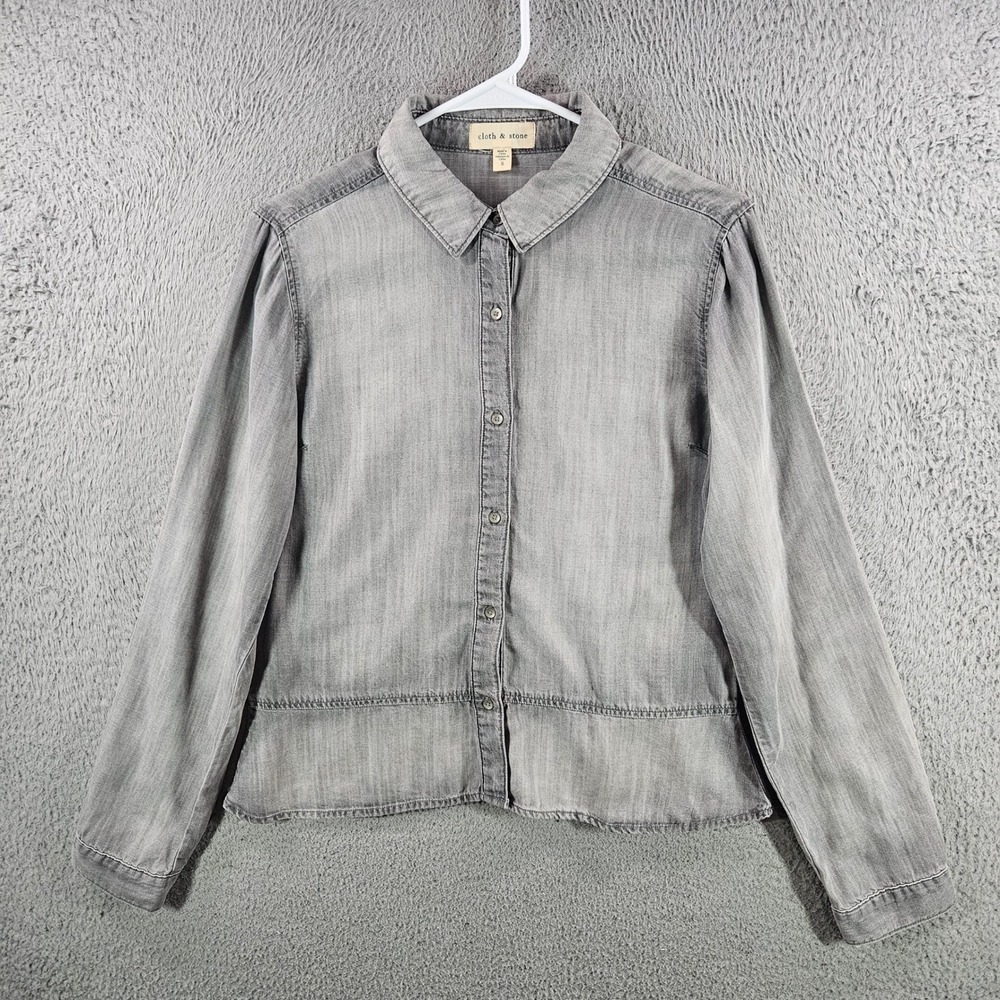 Cloth & Stone Grey Tencel Lyocell Button Down Shirt Long Sleeve Womens Small